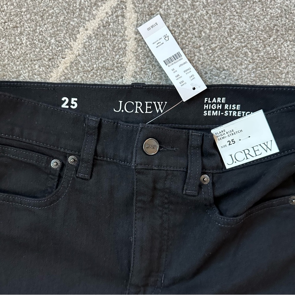 J. Crew Black Semi-Stretch Flared Jeans NWT - Picture 2 of 4